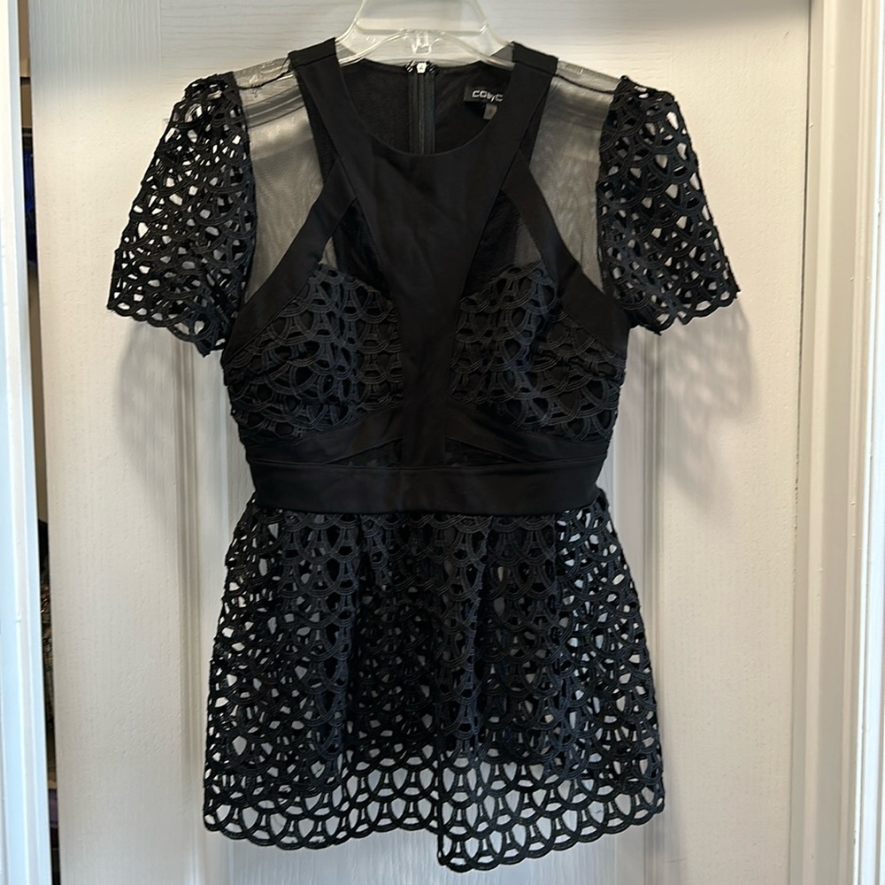 CQ by CQ Black Lace and Mesh Top